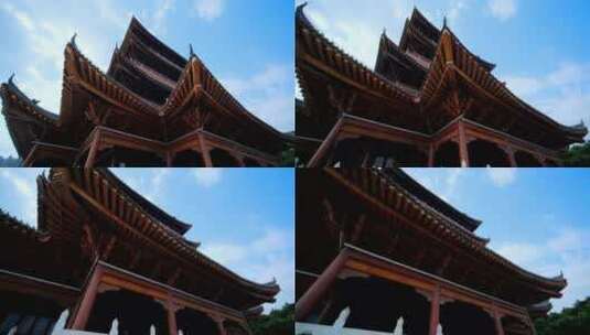 中式传统古建筑屋檐 榫卯结构 飞檐翘角高清在线视频素材下载