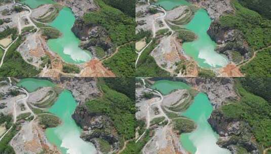 大自然蓝色湖泊沟壑山川航拍高清在线视频素材下载