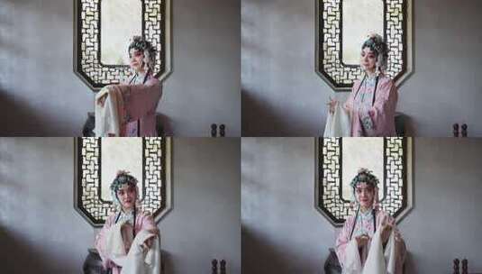 中国传统戏曲昆曲牡丹亭苏州园林内艺术表演高清在线视频素材下载