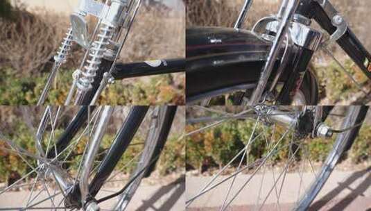 老式自行车前轮高清在线视频素材下载