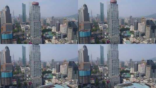 4k 航拍南京商业区南京路现代建筑景观高清在线视频素材下载