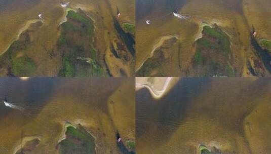 巴西凯尤普泻湖风筝冲浪的鸟瞰图。高清在线视频素材下载