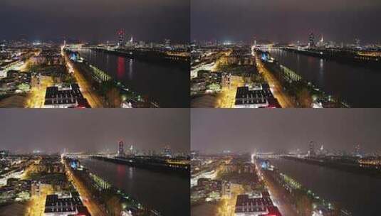 延时摄影河畔城市夜景高清在线视频素材下载