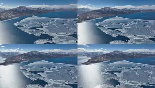 西藏佩枯措航拍|高原湖泊航拍|冰湖冰面航拍高清在线视频素材下载