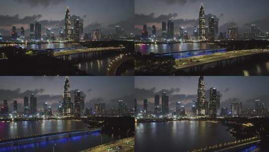 深圳南山区建筑群夜景高清在线视频素材下载