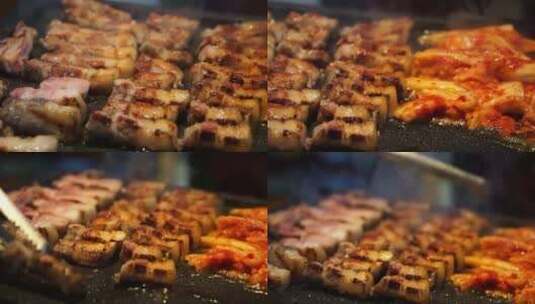 韩式烤五花肉高清在线视频素材下载