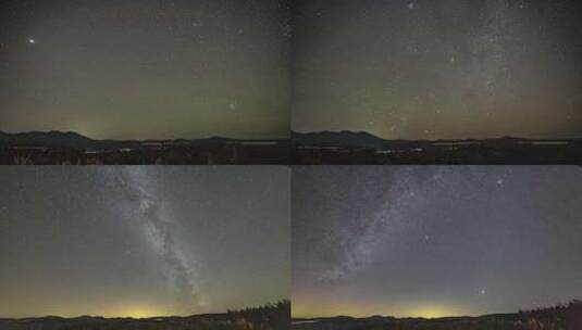 星空极光银河星云夜转日高清在线视频素材下载