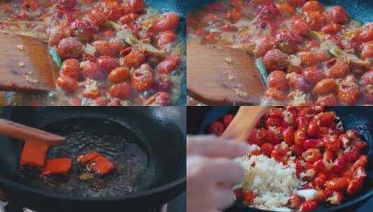 烹饪小龙虾高清在线视频素材下载