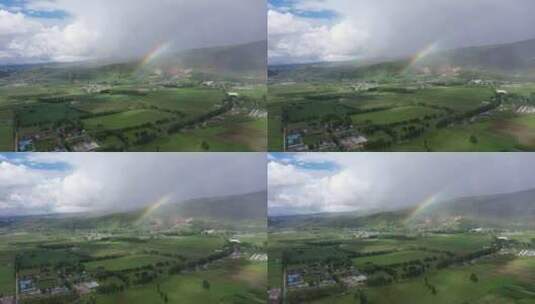 彝族新村现祥瑞，雨后彩虹。高清在线视频素材下载