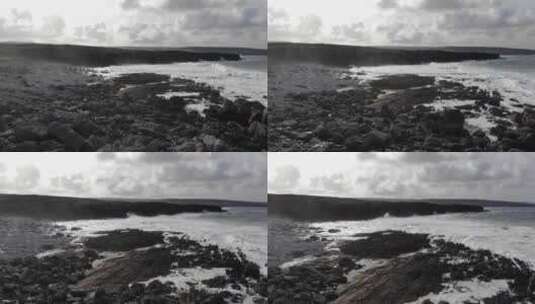 爱尔兰穆迪黑色海滩的天线，背景是大悬崖高清在线视频素材下载