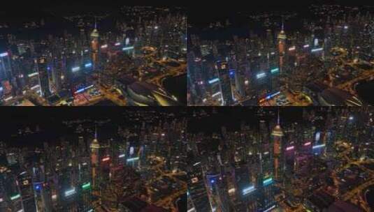 前飞香港中环广场夜景航拍视频4K30P高清在线视频素材下载