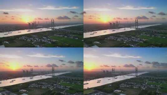上海市闵行区闵浦大桥工业环境高清在线视频素材下载