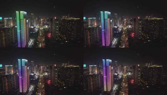 山东日照城市夜景灯光航拍高清在线视频素材下载
