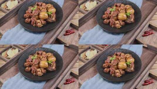 中国菜：鸡蛋烧肉高清在线视频素材下载