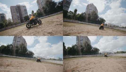 骑手在空地上骑摩托车高清在线视频素材下载