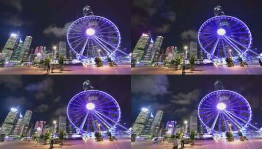 香港摩天轮夜景延时高清在线视频素材下载