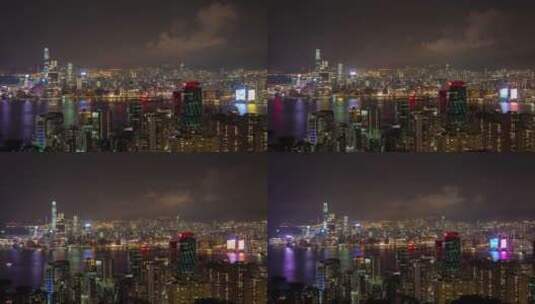香港城市灯光倒映在水中高清在线视频素材下载