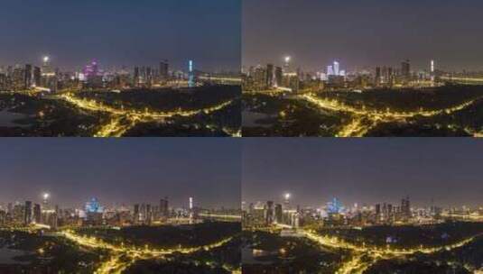 武汉地标武汉夜景延时摄影高清在线视频素材下载