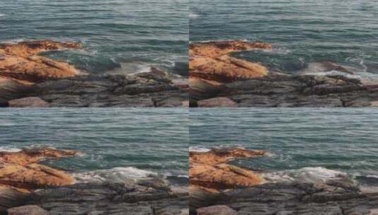 海边浪花拍打石头8k高清在线视频素材下载