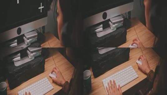 女人用电脑上网高清在线视频素材下载
