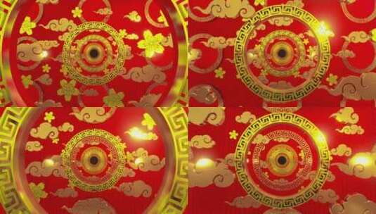 中国新年装饰品花和祥云高清在线视频素材下载