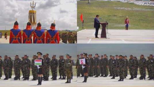 蒙古领导人欢迎韩军高清在线视频素材下载