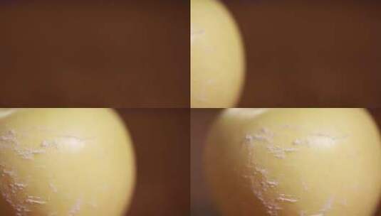 水果刀刮黄香蕉黄苹果表面果蜡高清在线视频素材下载