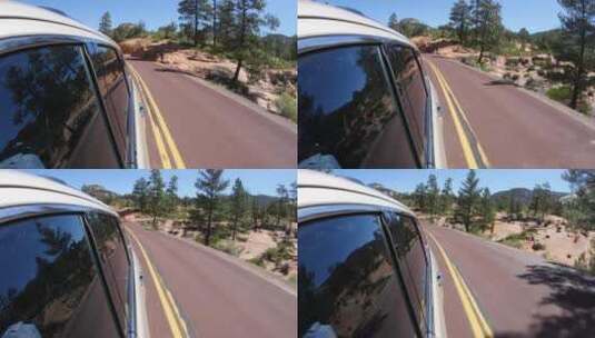 在汽车里拍摄沿途风景高清在线视频素材下载
