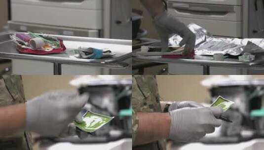 士兵在医疗室做输血训练高清在线视频素材下载