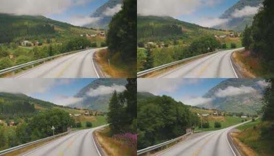 沿着美丽山脉的风景道路开车高清在线视频素材下载