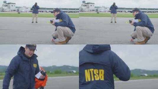 Ntsb的现场调查人员记录了查尔斯顿耶格尔机场1号货机坠毁的残骸高清在线视频素材下载