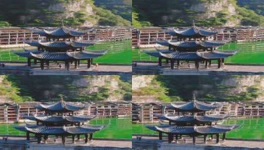 贵州镇远古镇祝圣桥竖屏航拍高清在线视频素材下载
