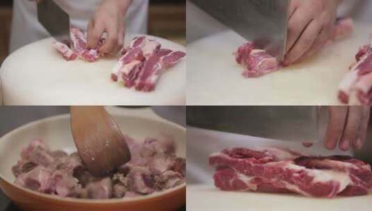 【镜头合集】切牛腩肉筋头巴脑牛肉下脚料高清在线视频素材下载