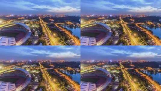 江苏江阴市区大景夜景延时高清在线视频素材下载