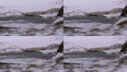 冬天流淌的小河高清在线视频素材下载