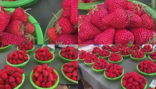 【镜头合集】集市摆摊卖草莓春季水果高清在线视频素材下载