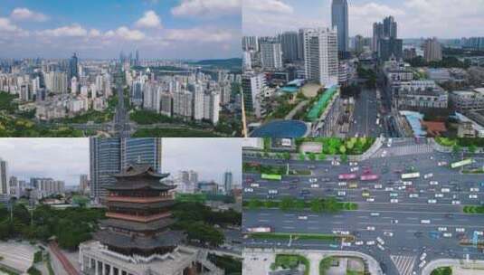 4K航拍广西南宁地标建筑多镜头高清在线视频素材下载