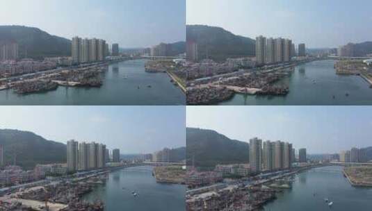 航拍大连旅顺龙王塘海边高清在线视频素材下载