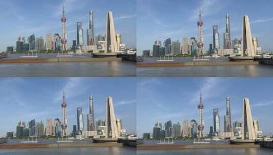 上海封城中的外滩地标建筑群高清在线视频素材下载