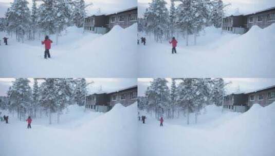芬兰小镇的雪景风光高清在线视频素材下载