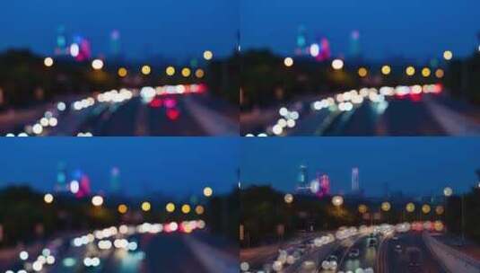 广西南宁城市夜景霓虹灯光斑高清在线视频素材下载