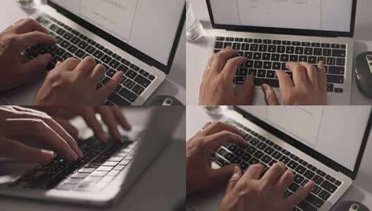 双手在笔记本电脑上打字敲打键盘合集镜头高清在线视频素材下载
