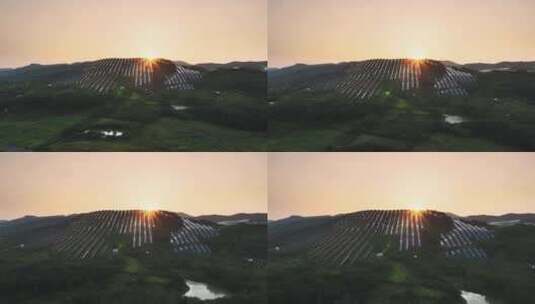 山上光伏太阳能发电站航拍高清在线视频素材下载