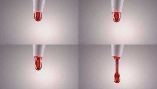 红色果酱糖浆流动滴落微距特写高清在线视频素材下载