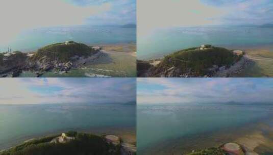 航拍海南三亚西岛海洋文化旅游区海浪礁石高清在线视频素材下载