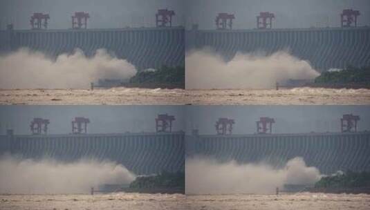 三峡大坝泄洪场景实拍视频高清在线视频素材下载