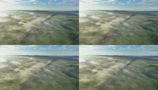 大兴安岭夏日自然风光湿地云雾高清在线视频素材下载