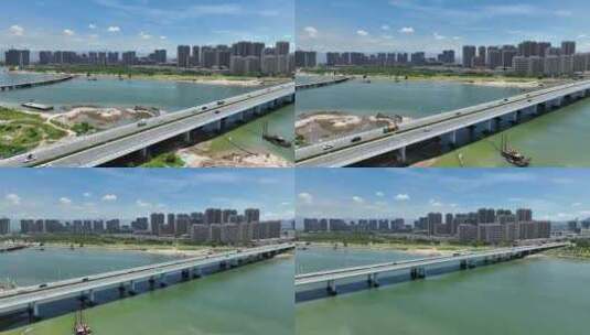 福建省厦门市环东海域同安新城丙洲大桥航拍高清在线视频素材下载