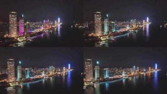 航拍厦门城市风光夜景高清在线视频素材下载
