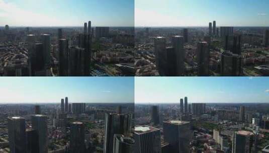 4K高清航拍沈阳青年大街办公大厦摩天大楼高清在线视频素材下载